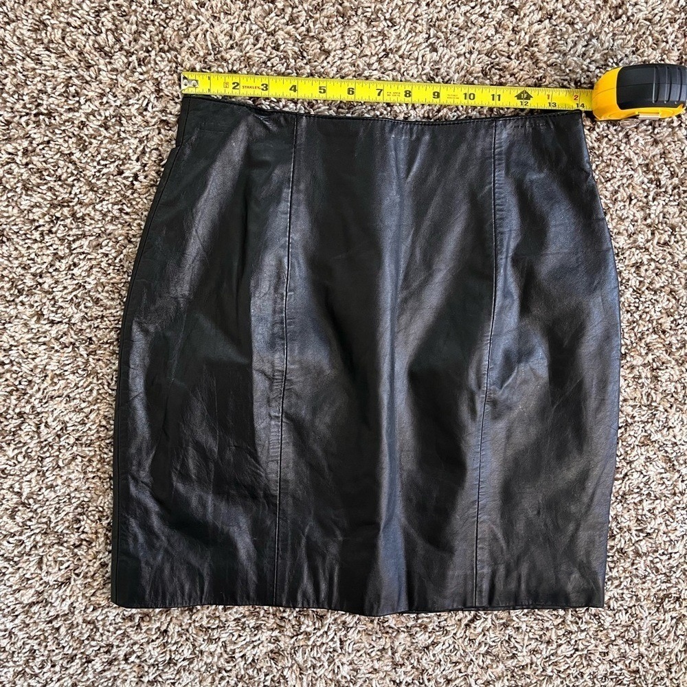 Byrnes & Baker Black Leather Pencil Skirt High Waisted Mini Size 12 2740‎